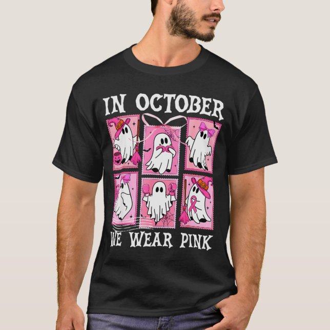 T-shirt In October We Wear Nk Ghost Breast Cancer Hallowee (Devant)