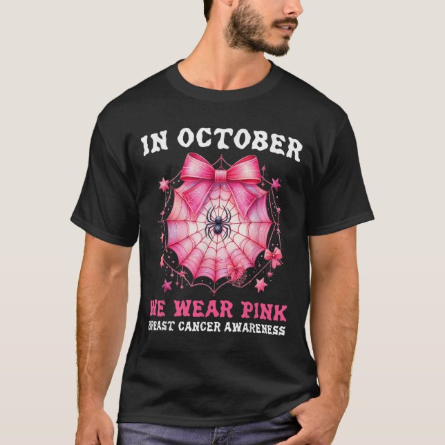 T-shirt In October We Wear Nk Sder Web Breast Cancer Aware (Devant)