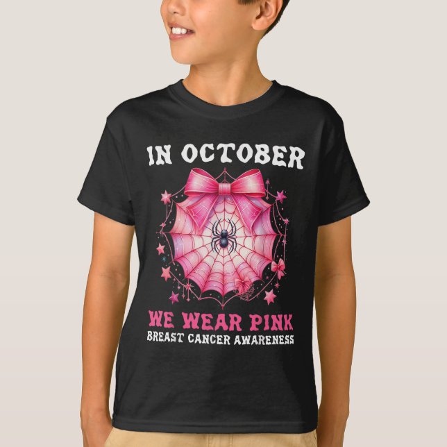 T-shirt In October We Wear Nk Sder Web Breast Cancer Aware (Devant)