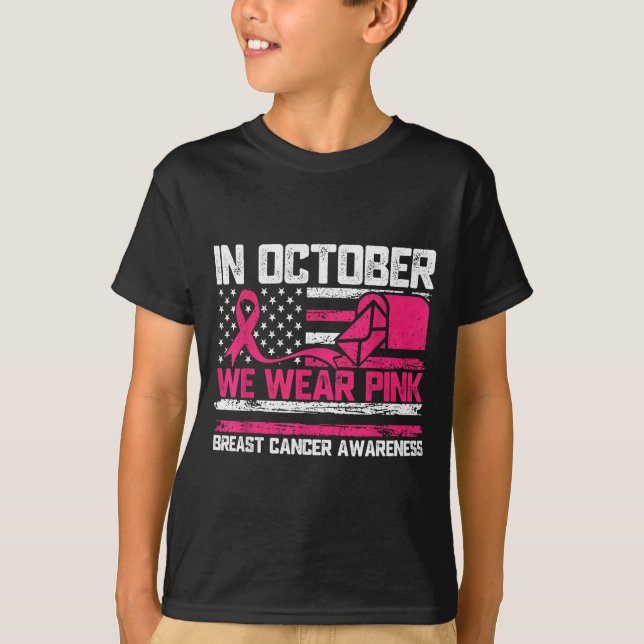 T-shirt In October We Wear Nk Stal Worker Breast Cancer  (Devant)