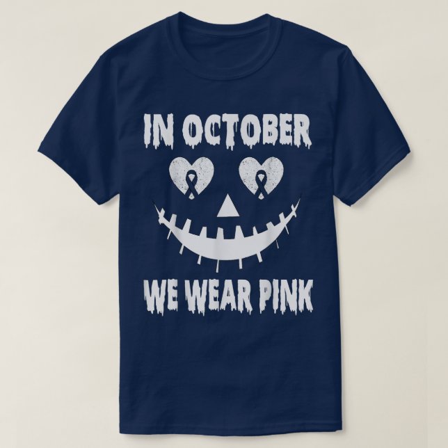 T-shirt In October We Wear Pink Breast Cancer Jackolantern (Design devant)