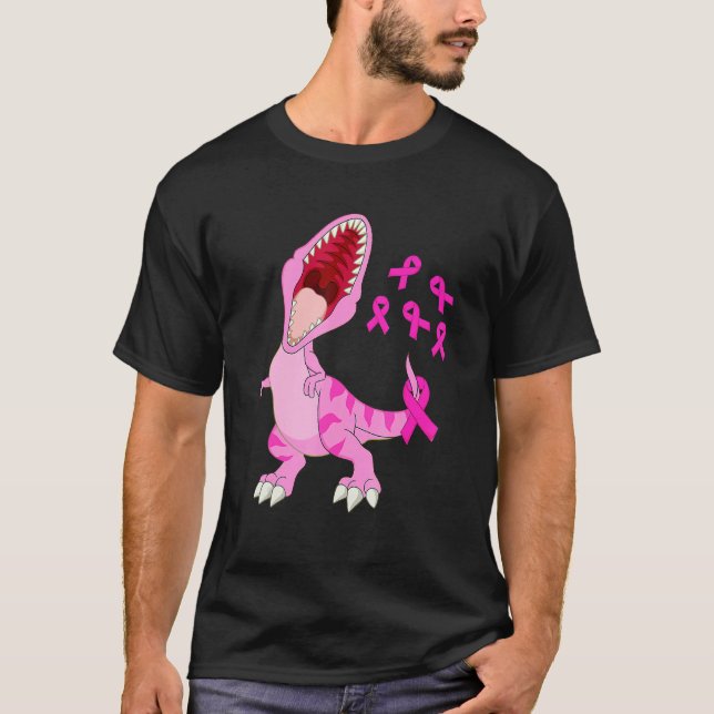 T-shirt In October We Wear Pink Dinosaur Trex Dino Kid Boy (Devant)