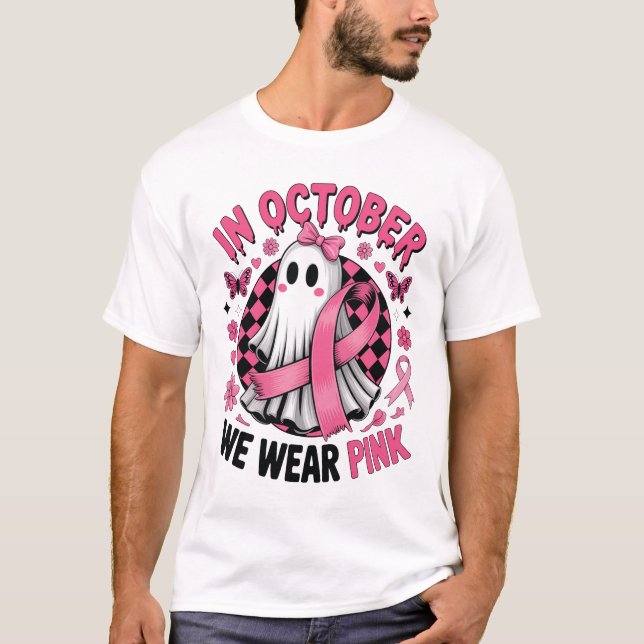 T-shirt In October We Wear Pink Ghost Witch Breast Cance (Devant)