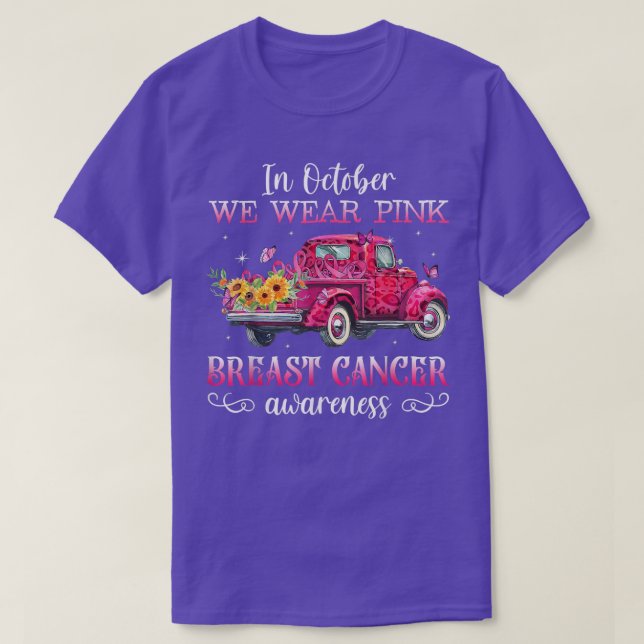 T-shirt In October We Wear Pink Ribbon Leopard Truck Breas (Design devant)