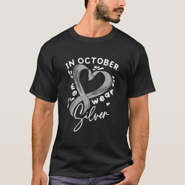 T-shirt In October We Wear Silver Dyslexia Awareness Month (Devant)