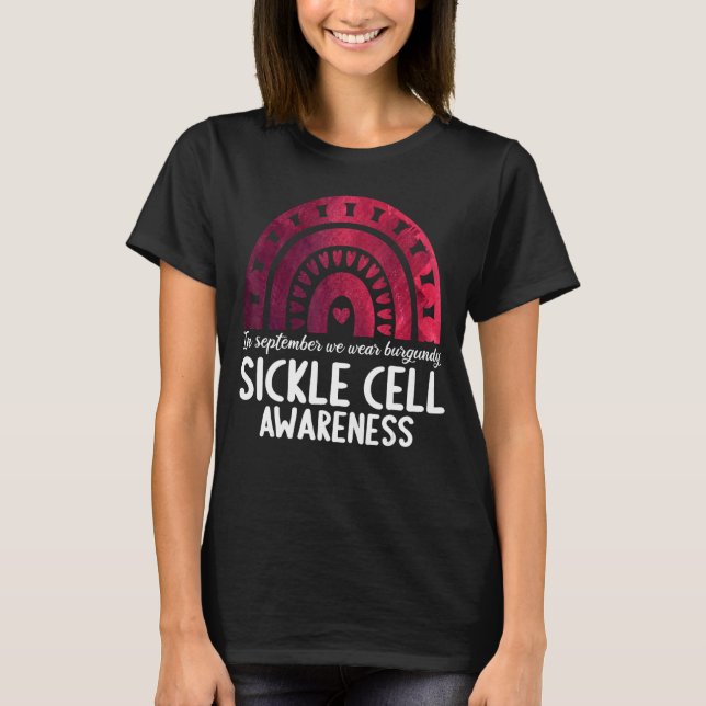 T-shirt In september we wear burgundy sickle cell awarenes (Devant)