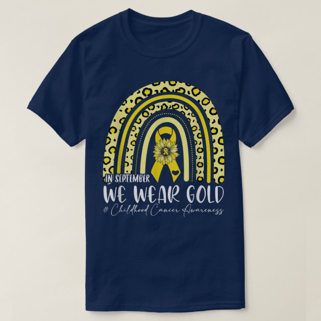 T-shirt In September We Wear Gold-Childhood Cancer Leopard (Design devant)