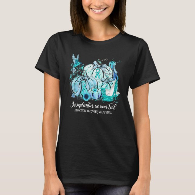 T-shirt In September We Wear Teal Hummingbird Addiction Re (Devant)