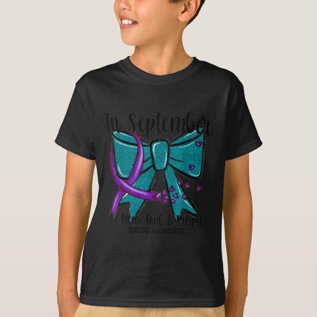 T-shirt In September Wear Teal Purple Suicide Prevention B (Devant)
