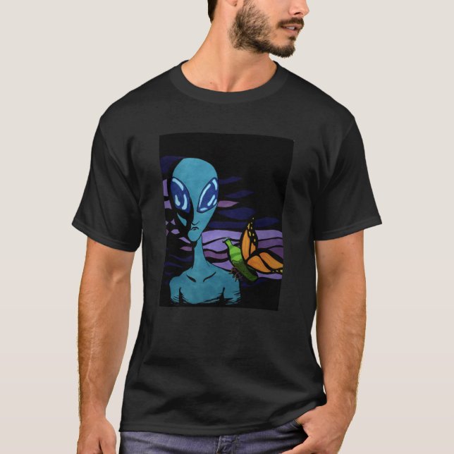 T-shirt In The Ether -Extraterrestrial Alien and bottlefly (Devant)