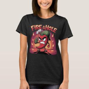 T-shirt Incendie dans le trou épicé chili poivre drôle poi