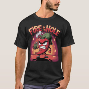 T-shirt Incendie dans le trou épicé chili poivre drôle poi