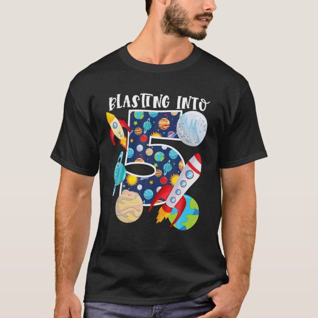 T-shirt Incendie Dans L'Espace 5 Ans 5E Anniversaire (Devant)