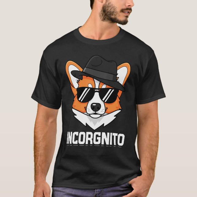 T-shirt Incorgnito Corgi Stealthy à Shades (Devant)