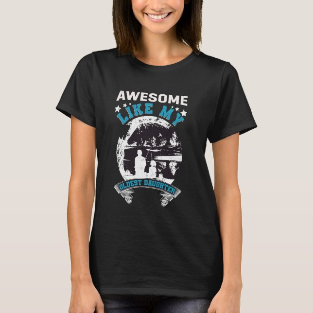 T-shirt Incroyable comme ma fille ainée Papa pêche drôle  (Devant)