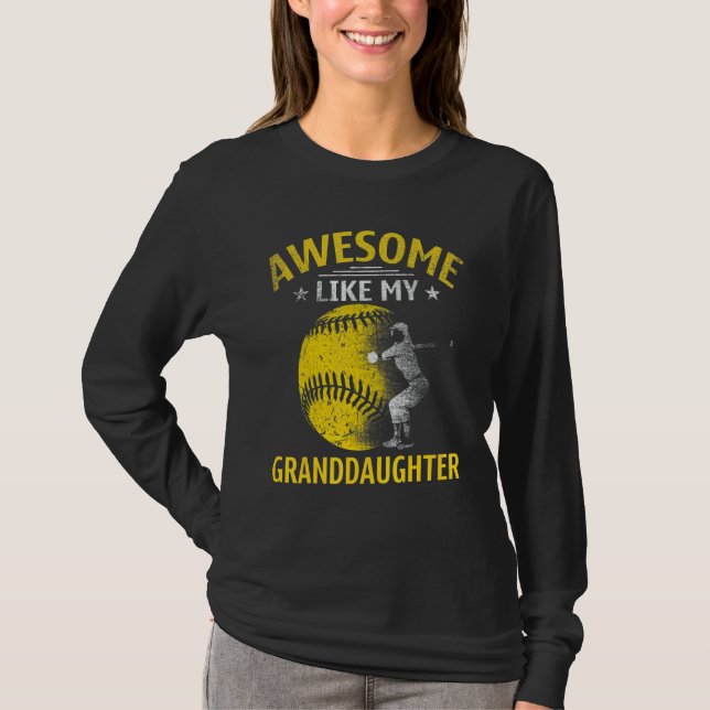 T-shirt Incroyable comme ma petite-fille Softball pour gra (Devant)