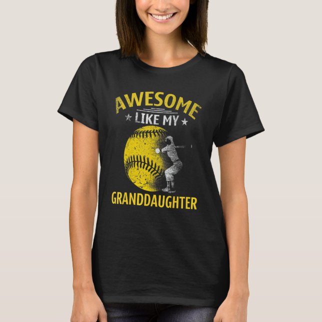 T-shirt Incroyable comme ma petite-fille Softball pour gra (Devant)