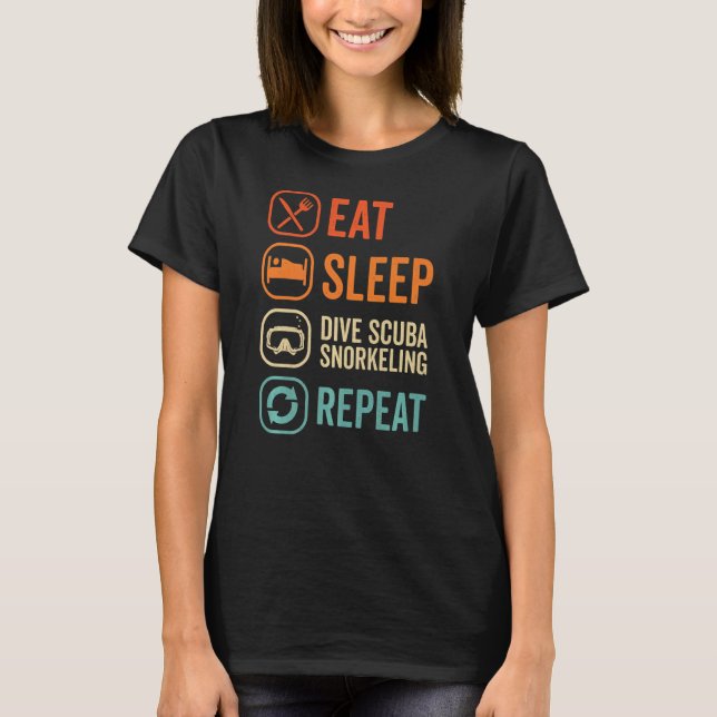 T-shirt Incroyable Manger Dormir Plongée Répéter Plongeur  (Devant)