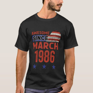 T-shirt Incroyable Mars 1986 Vintage Drapeau USA Classique