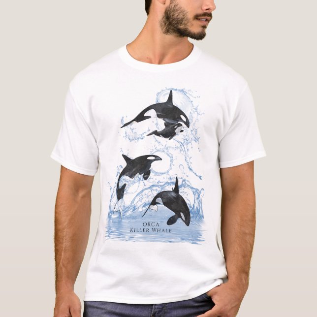 T-shirt Incroyable Orques d'aquarelle noire et blanche (Devant)