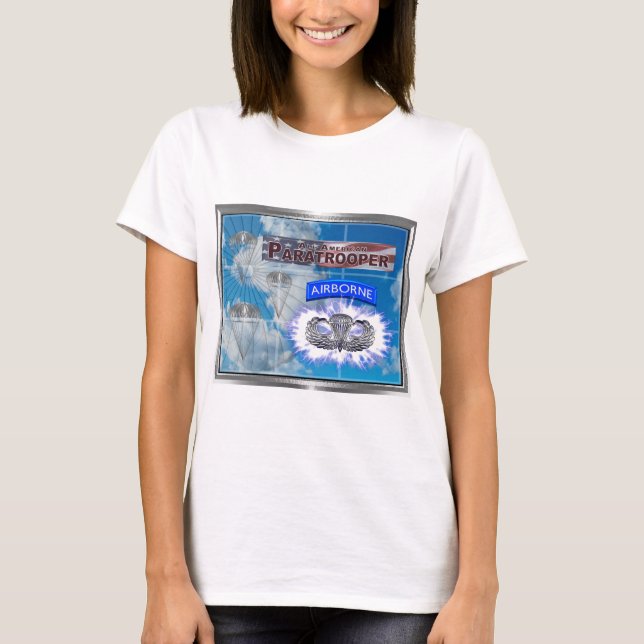 T-shirt Incroyable parachutiste américain et drapeau (Devant)