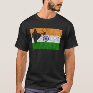 T-shirt Inde Carte Drapeau Indien Silhouette Voyage Vacanc