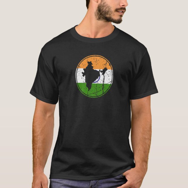 T-shirt Inde Carte drapeau indien Vintage (Devant)