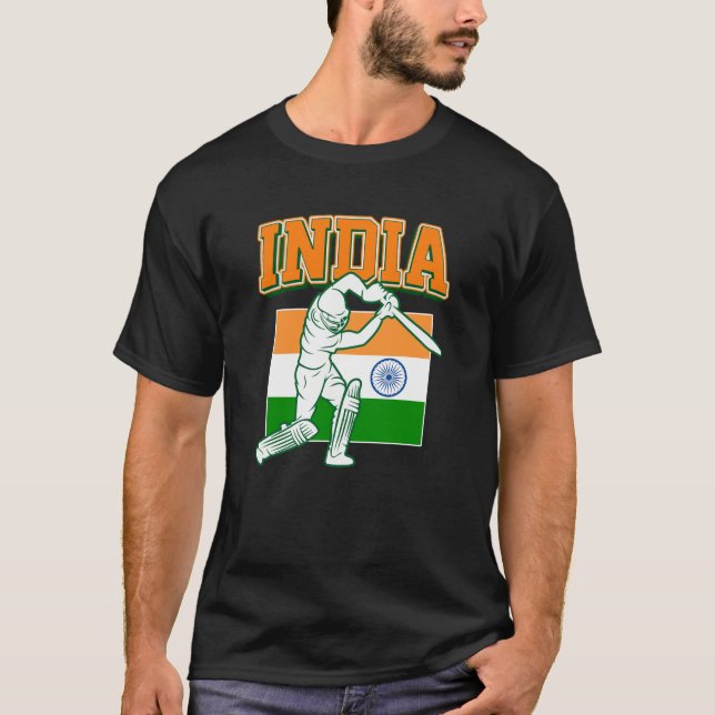 T-shirt Inde Cricket avec Drapeau Indien cadeau (Devant)