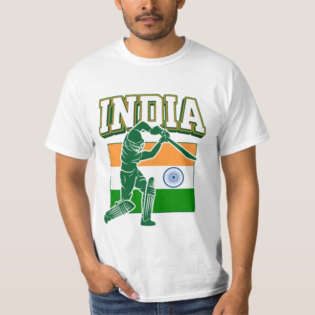 T-shirt Inde Cricket avec Drapeau Indien cadeau (Devant)