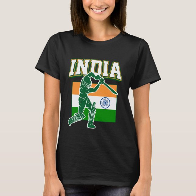 T-shirt Inde Cricket avec Drapeau Indien cadeau (Devant)