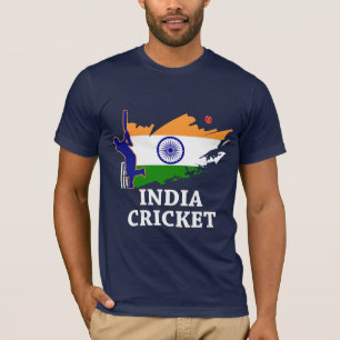 T-shirt Inde Cricket avec Drapeau Indien Pinceau Cadeau