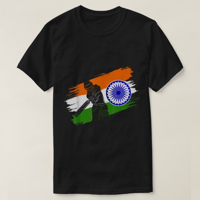T-shirt Inde Cricket Drapeau Joueur entraîneur Jer (Design devant)