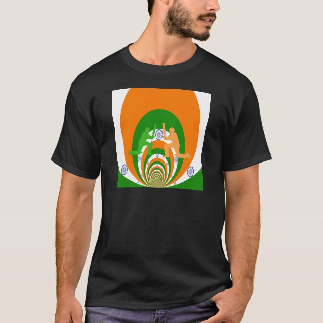 T-shirt Inde Cricket Spirit Design abstrait (Devant)