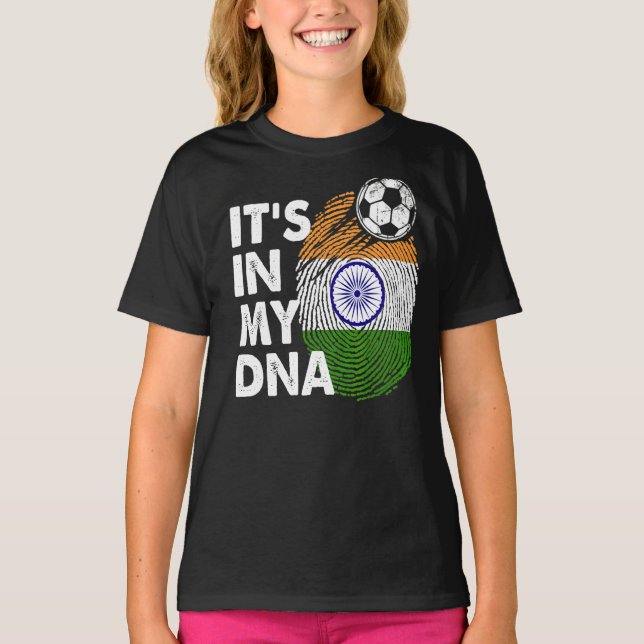 T-shirt Inde Dans Mon Équipe Drapeau Indien Adn Inde (Devant)