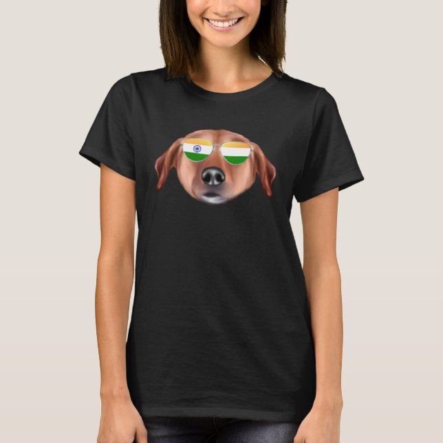T-shirt Inde Drapeau Chinook Chien Inde Poche (Devant)