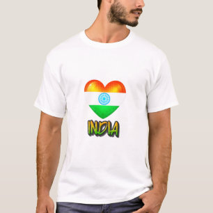 T-shirt Inde Drapeau Coeur coupé