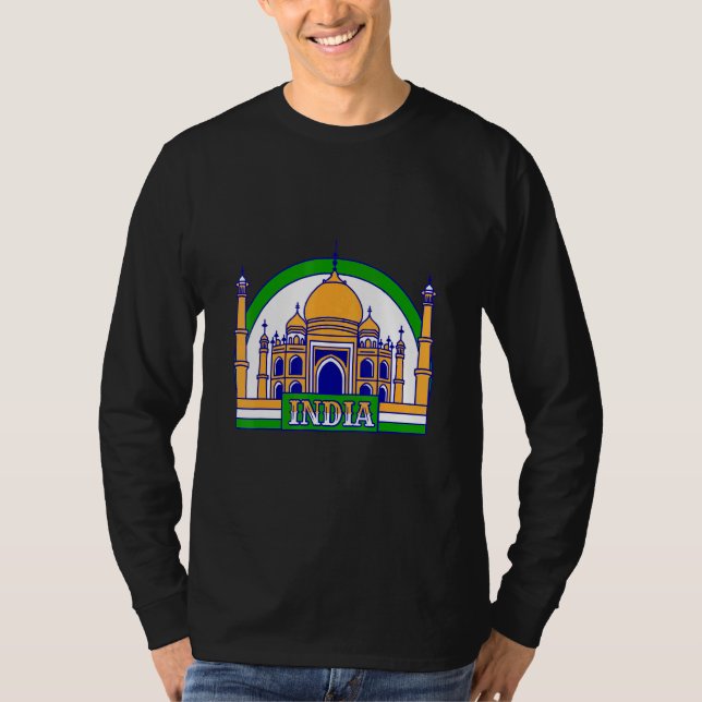 T-shirt Inde Drapeau Couleur Le Taj Mahal (Devant)