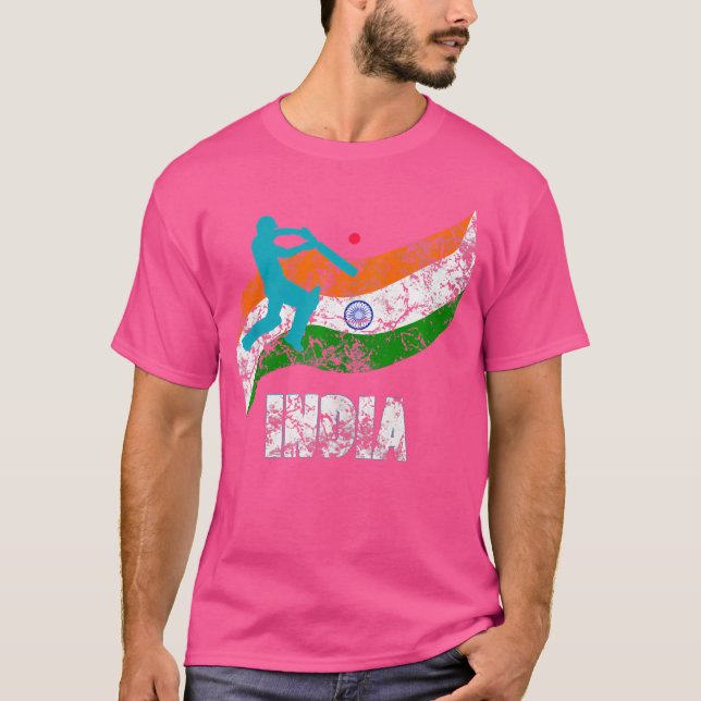 T-shirt Inde Drapeau cricket indien (Devant)
