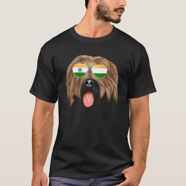 T-shirt Inde Drapeau Dog Inde Poche Inde (Devant)
