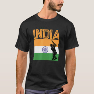 T-shirt Inde Drapeau fier Indien joueur de cricket Graphiq