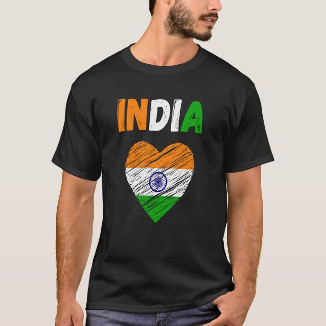 T-shirt Inde Drapeau Holiday Inde Heart Drapeau Indien (Devant)