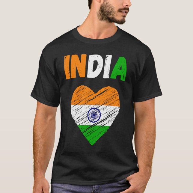 T-shirt Inde Drapeau Holiday Inde Heart Drapeau Indien (Devant)