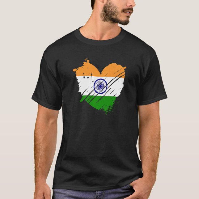 T-shirt Inde Drapeau J'aime Inde C'est dans mon ADN pour l (Devant)