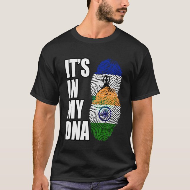 T-shirt Inde Et Basotho Mélangent Le Drapeau Du Patrimoine (Devant)