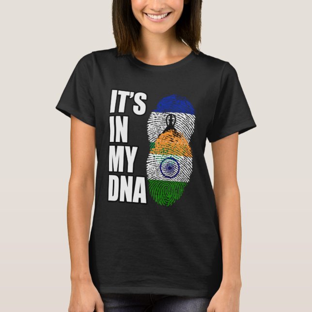 T-shirt Inde Et Basotho Mélangent Le Drapeau Du Patrimoine (Devant)
