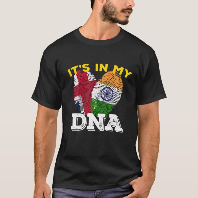 T-shirt Inde Fier Jour du Drapeau Hindi DNA Ashoka Chakra  (Devant)
