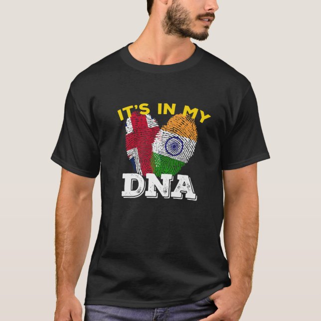 T-shirt Inde Fier Jour du Drapeau Hindi DNA Ashoka Chakra  (Devant)
