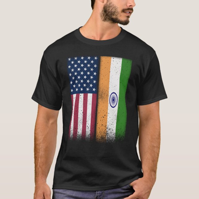 T-shirt Inde Inde Amérique drapeaux Fiers USA Inde (Devant)