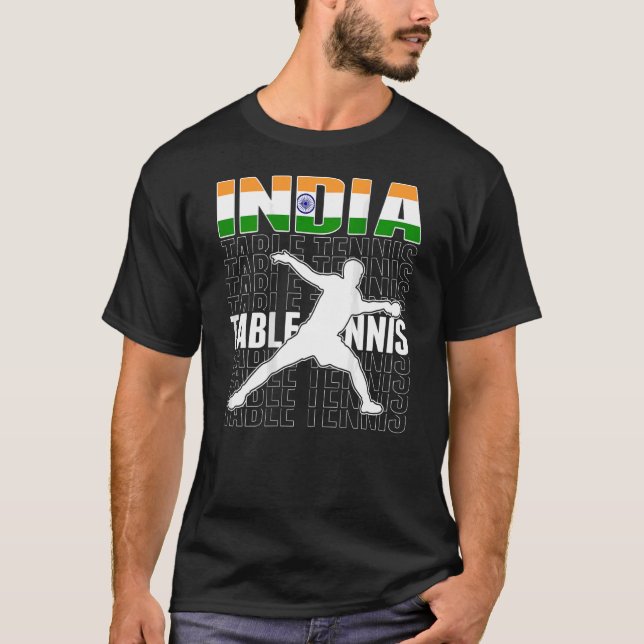 T-shirt Inde Ping Pong Fiers Indian Table Tennis Support (Devant)