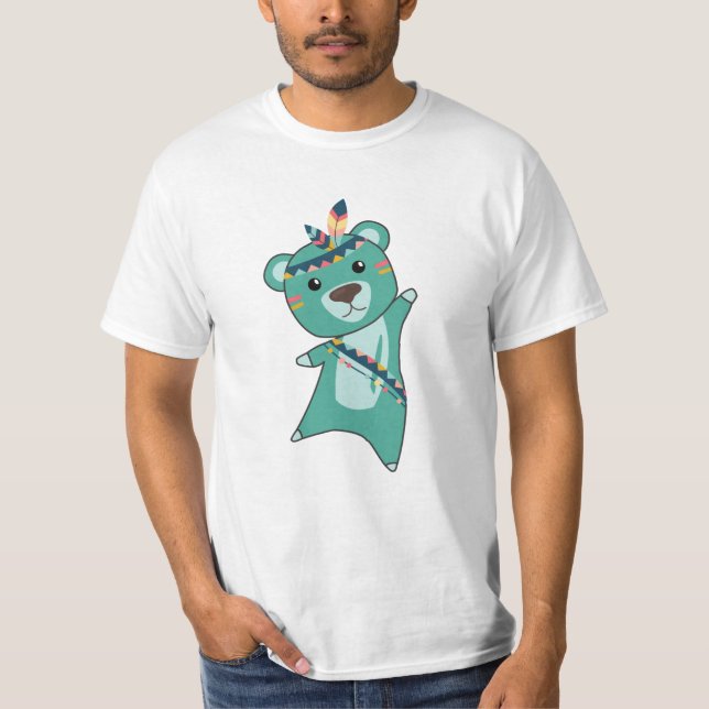 T-shirt Inde Turquoise Ours Carnival Teddy Feather (Devant)